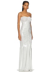 Norma Kamali Strapless Shirred Front Fishtail Gown