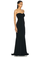 Norma Kamali Strapless Shirred Front Fishtail Gown