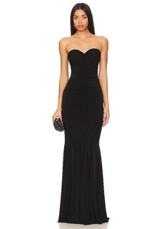 Norma Kamali Strapless Shirred Front Fishtail Gown