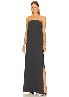 Norma Kamali Strapless Tailored Terry Side Slit Gown