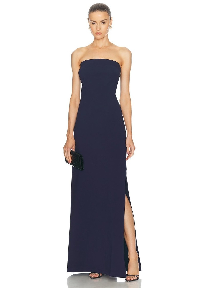 Norma Kamali Strapless Tailored Terry Side Slit Gown