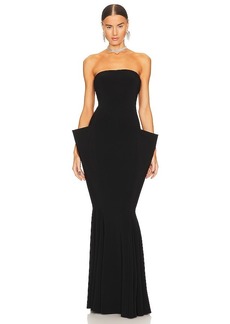 Norma Kamali Strapless Wing Fishtail Gown
