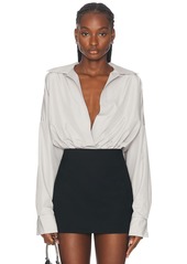 Norma Kamali Super Oversized Boyfriend Shirt Bodysuit