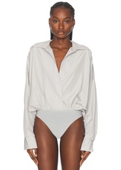 Norma Kamali Super Oversized Boyfriend Shirt Bodysuit