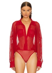 Norma Kamali Super Oversized Shirt Bodysuit