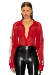 Norma Kamali Super Oversized Shirt Bodysuit