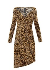 Norma Kamali Sweetheart-neck leopard-print jersey dress