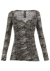 Norma Kamali Sweetheart-neck zebra-print jersey top