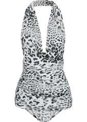 leopard print halter neck swimsuit