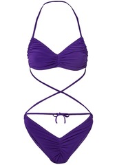 Norma Kamali Woman Butterfly Ruched Halterneck Bikini Purple