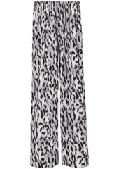 Norma Kamali Woman Elephant Striped Leopard-print Stretch-jersey Wide-leg Pants Black