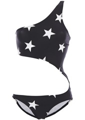 Norma Kamali Woman Shane One-shoulder Cutout Printed Swimsuit Black