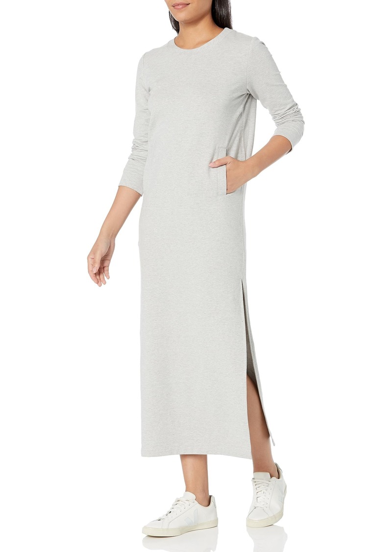 NORMA KAMALI Women's 3/4 Sleeve Tailored Terry Side Slit Gown Light Heather GR