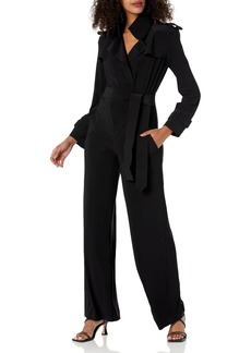 NORMA KAMALI Women's Double Breasted Trench Straight Leg Jumpsuit
