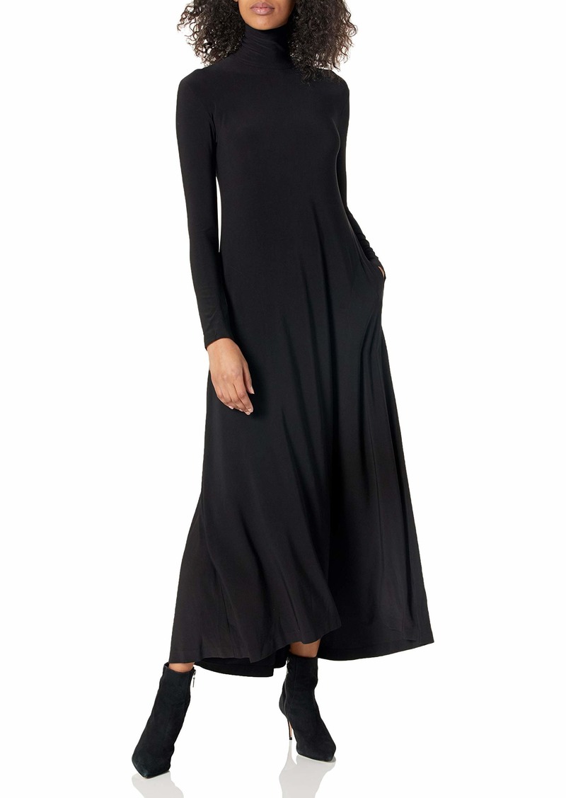 Norma Kamali Women's Long Sleeve Turtle Long Swing Dress BLACK S