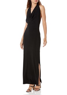 NORMA KAMALI Women's Halter NEETA Side Slit Gown