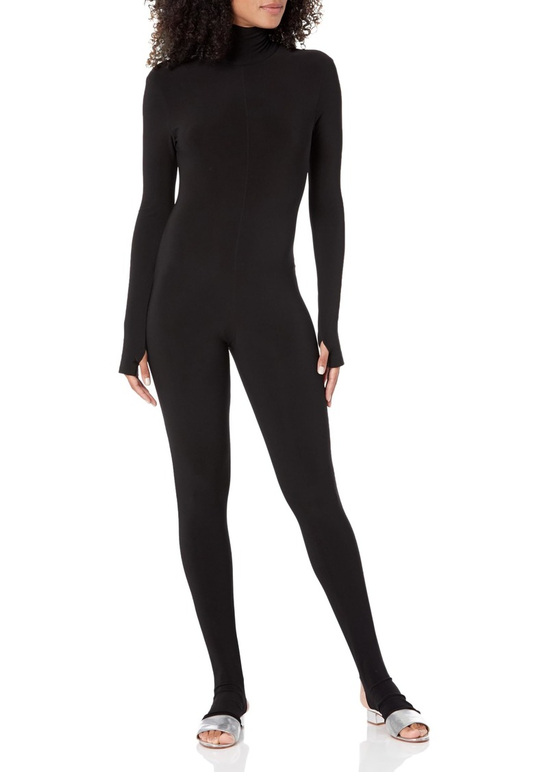 Norma Kamali Women's Long Sleeve Slim Fit Turtle Catsuit W/Footie