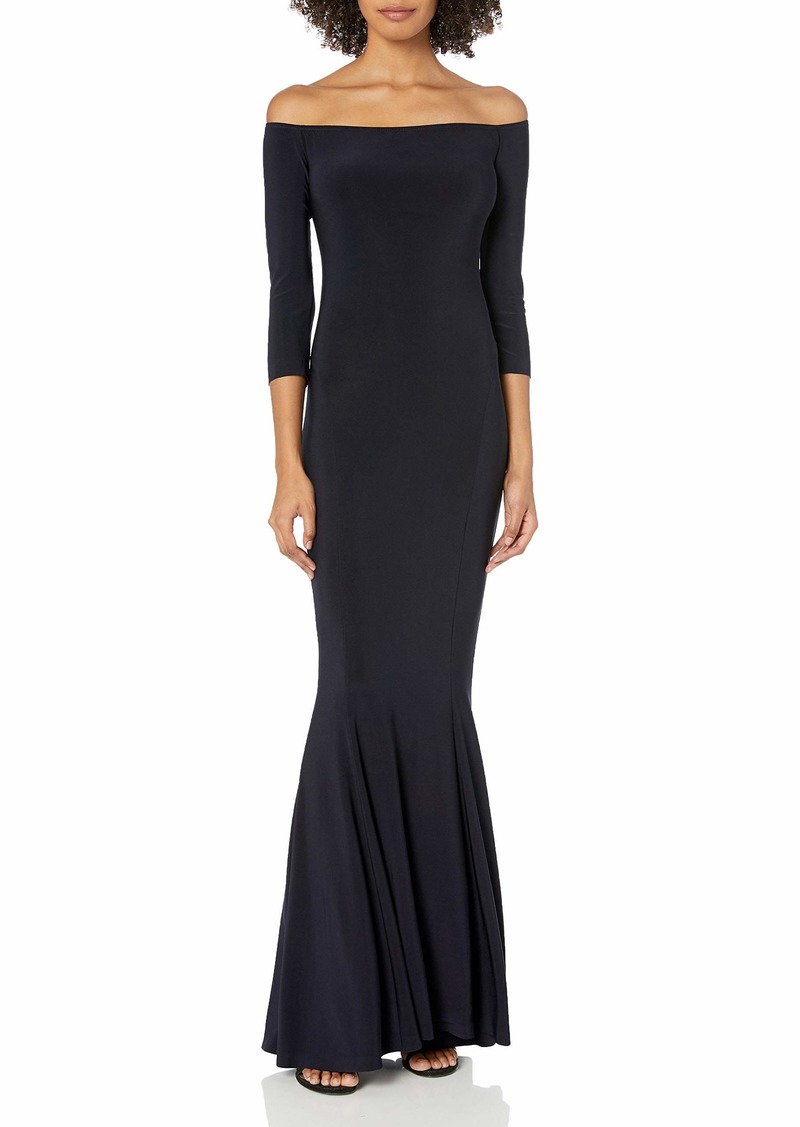 Norma Kamali womens Off Shoulder Fishtail Gown Raw Edge Dress   US