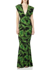 NORMA KAMALI Women's V Neck Rectangle Gown  S