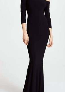 Norma Kamali Off Shoulder Fishtail Gown In Black