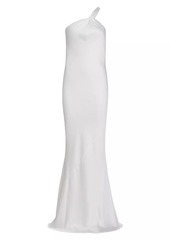 Norma Kamali One-Shoulder Bias-Cut Gown