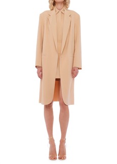 Norma Kamali Oversized Single Breasted Jacket Below The Knee In Con Leche