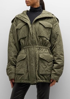 Norma Kamali Quilted Hooded Cargo Jacket