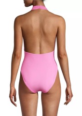 Norma Kamali Ruched Halter Neck One-Piece Swimsuit