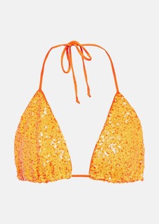 Norma Kamali Sequin-embellished bikini top