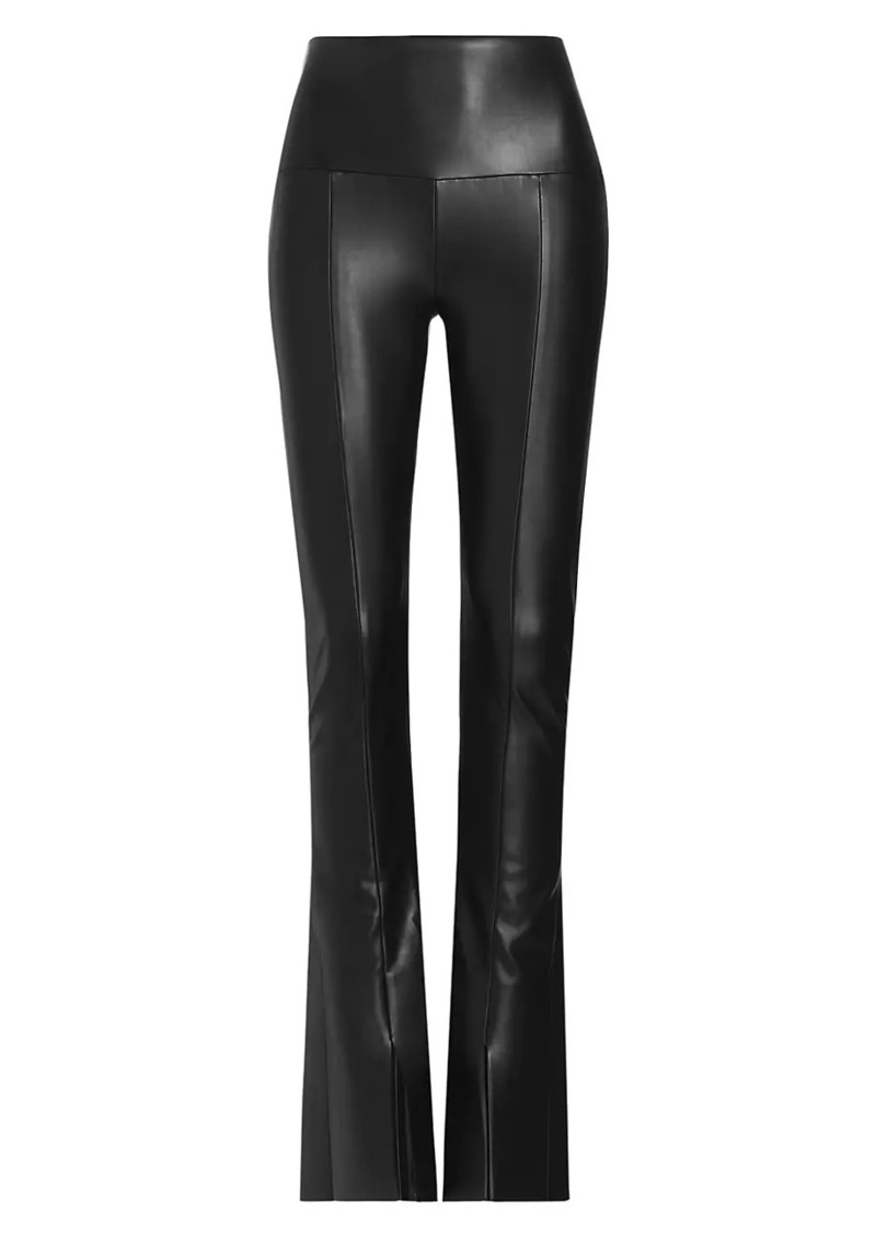 Norma Kamali Spat Flared Faux Leather Leggings