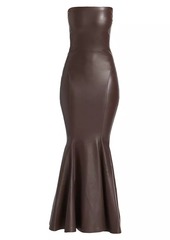 Norma Kamali Strapless Fishtail Faux Leather Gown