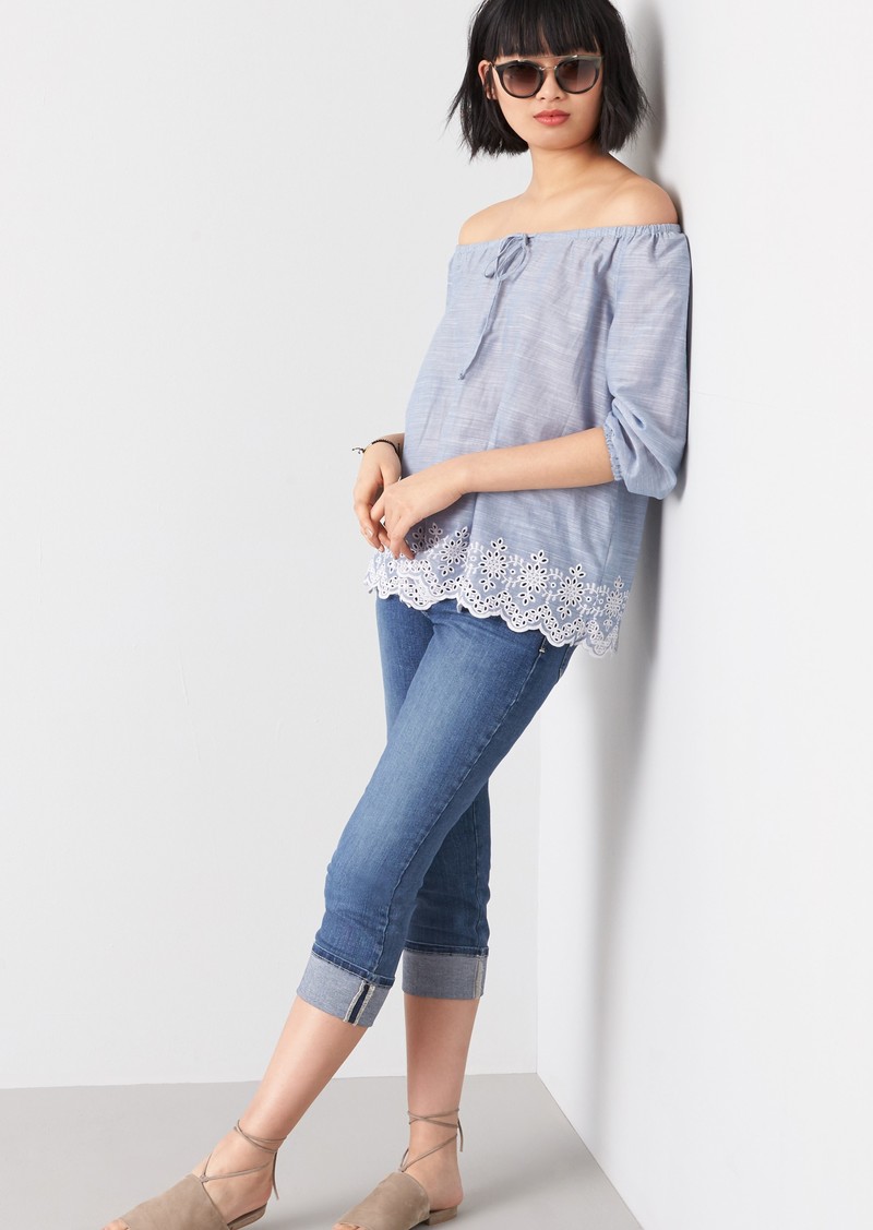 NYDJ NYDJ Eyelet Embroidered Off the Shoulder Top | Tops