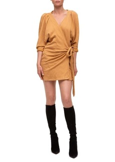 n:PHILANTHROPY Bresson Long Sleeve Cotton Blend Wrap Minidress in Iced Coffee at Nordstrom