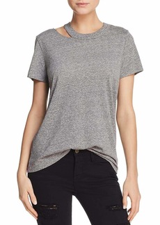 n:PHILANTHROPY Women's 'Zander' Designer Basic Casual Short Sleeve Cutaway Crewneck Tee Shirt Heather Grey XS