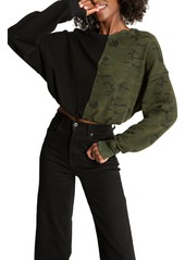 n:PHILANTHROPY Ronan Crop Sweatshirt in Black/Camo at Nordstrom