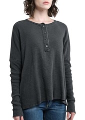 NSF Abbot Slim Sleeve Henley Top In Pigment Black