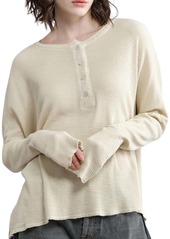 NSF Abbot Slim Sleeve Henley Top In Pigment Flour