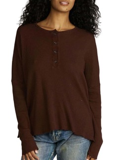 NSF Abbot Slim Sleeve Henley Top In Pigment Rouge