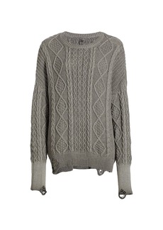 NSF Anabelle Distressed Cable-Knit Sweater