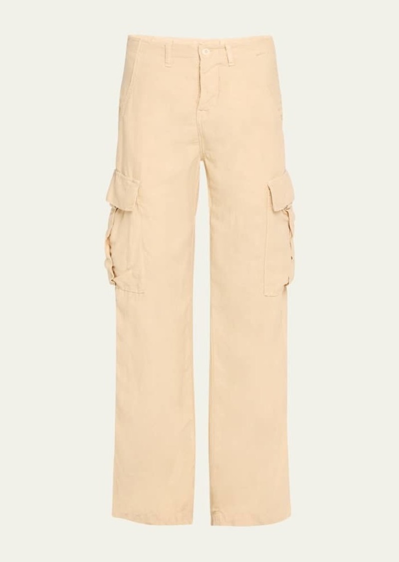 NSF Clothing Bennett Straight Relaxed Linen-Blend Cargo Pants