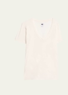 NSF Clothing Cora V-Neck Cotton Knit Short-Sleeve T-Shirt