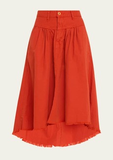 NSF Clothing Dazed Woven Cotton High-Low Midi Skirt