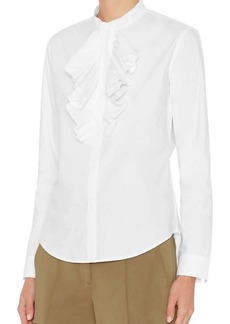 NSF Ruffled Long Sleeve Shirt Blouse In White