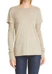 NSF Clothing Bobbie Thermal Sleeve Layered T-Shirt in Taupe at Nordstrom