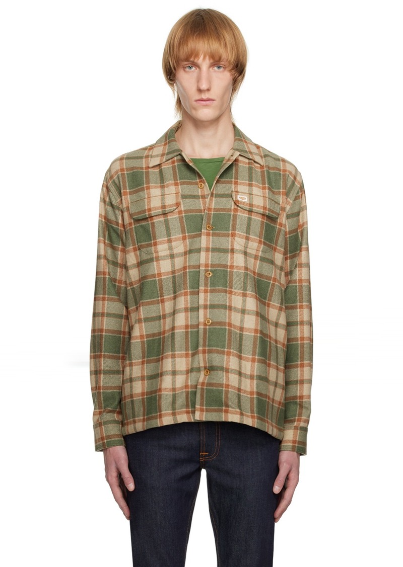 Nudie Jeans Beige & Green Sten Shirt