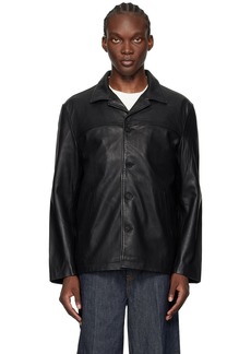 Nudie Jeans Black Ferry Leather Jacket