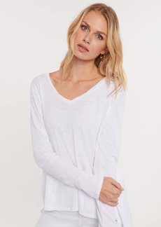 NYDJ Long Sleeved Twist V-Neck Tee - Optic White - M - Also in: XL, L