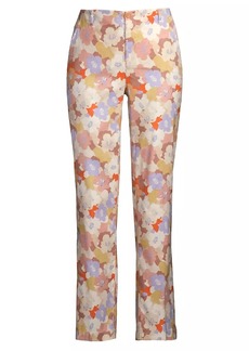 NYDJ Marilyn Floral Linen-Blend Straight-Leg Pants
