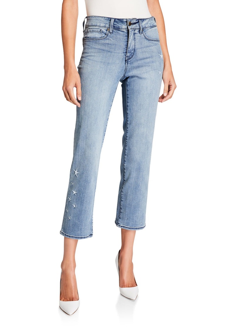 Marilyn Straight-Leg Ankle Jeans with Seastar Embroidery
