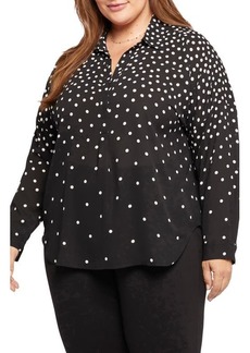 NYDJ Becky Percy Dot Recycled Polyester Georgette Popover Blouse at Nordstrom